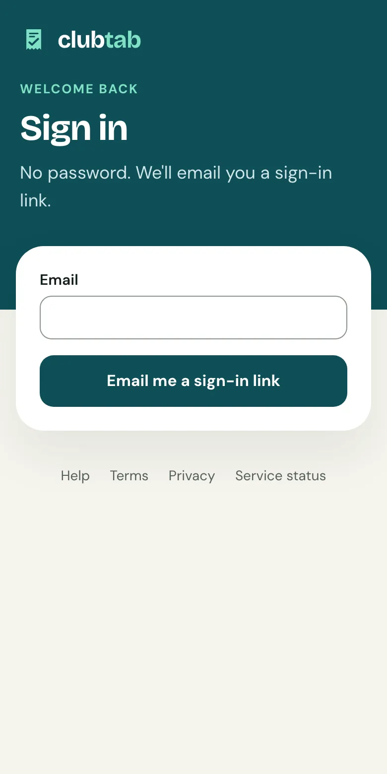 The sign-in page on a phone: an email box and Email me a sign-in link.